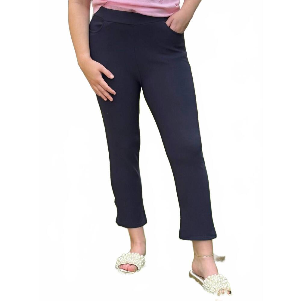 NEW COCO + CARMEN georgie bow back capri pants in navy